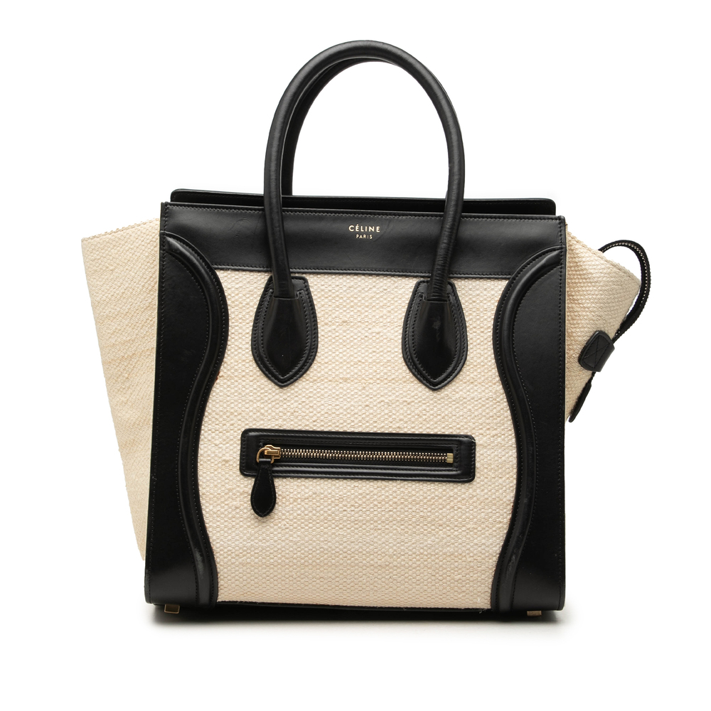 Pre-Loved Celine Mini Bicolor Canvas and Leather Luggage Tote